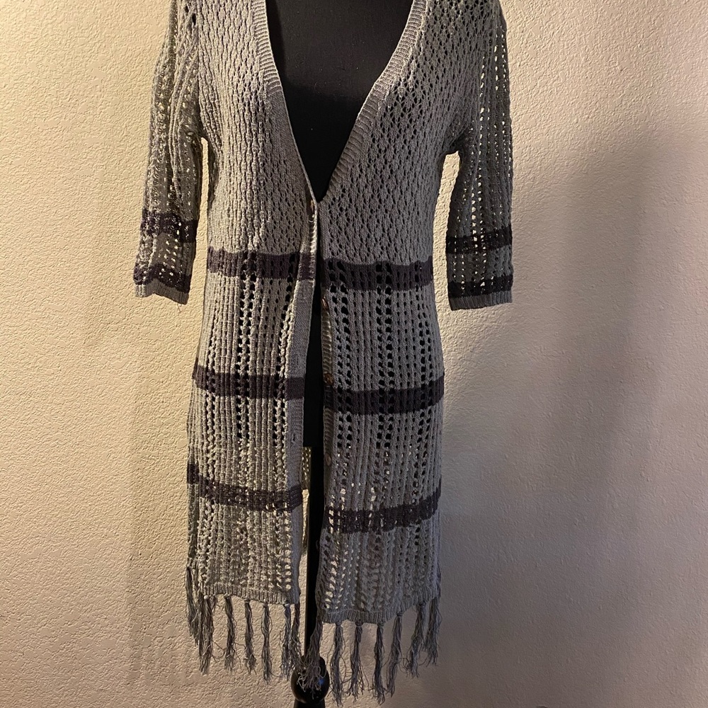 NWOT. Long fringe sweater